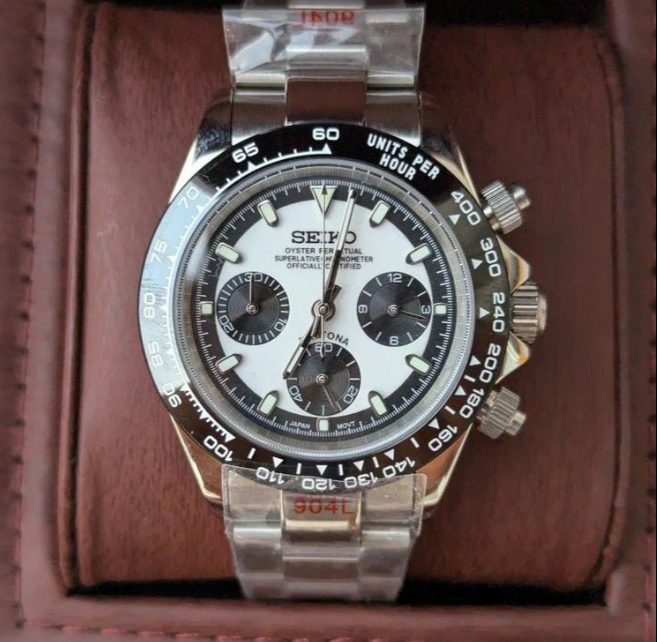Seiktona Daytona Chronograph | Black White Edition (Reversed Ghost)