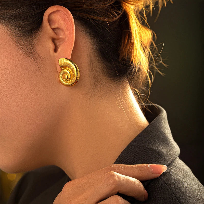 Vintage Sea & Shell Tarnish-Resistant Large Earrings