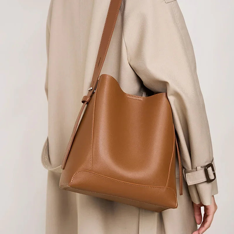 VVS Signature Genuine Leather Bucket Bag