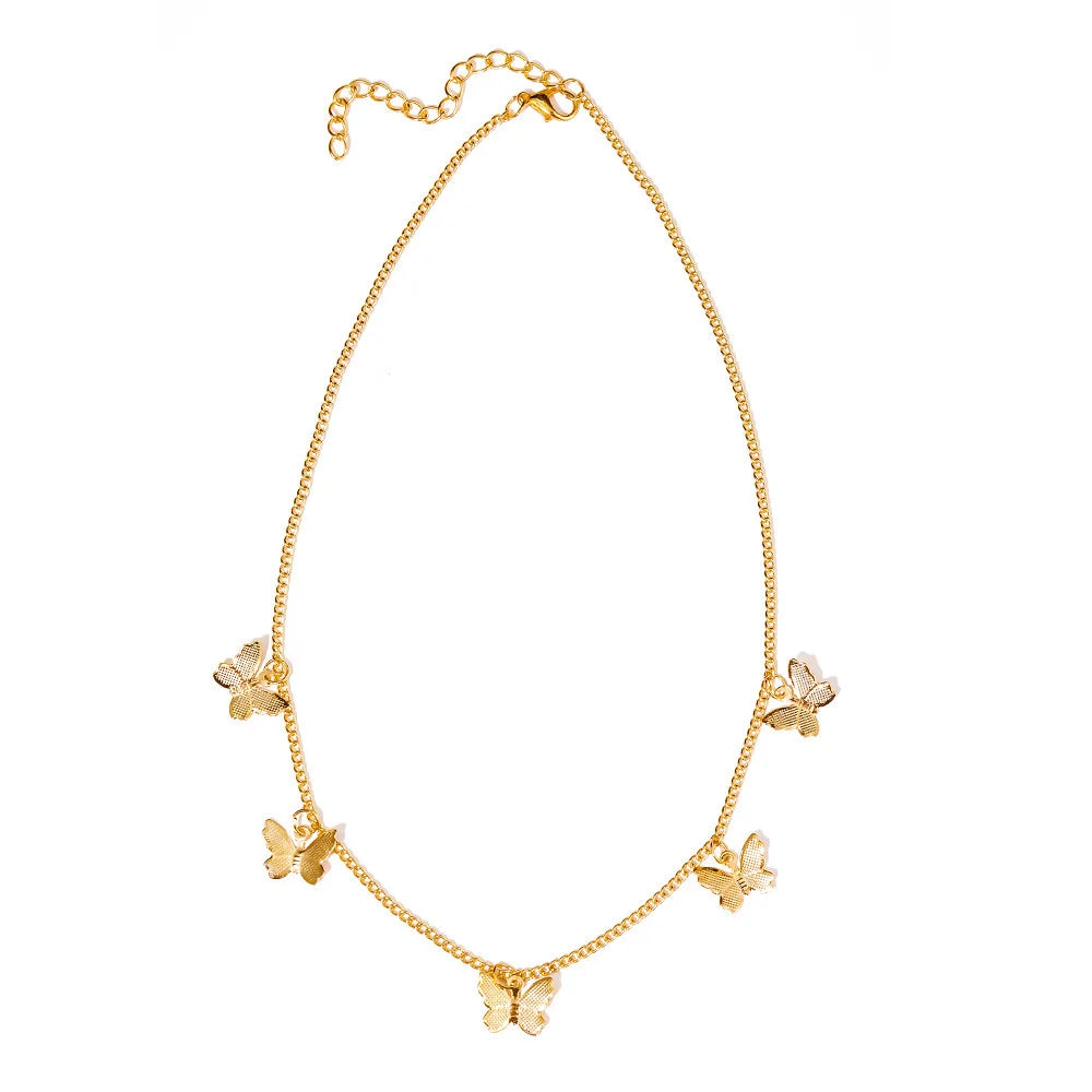 Collier simple à une seule couche avec papillon tendance