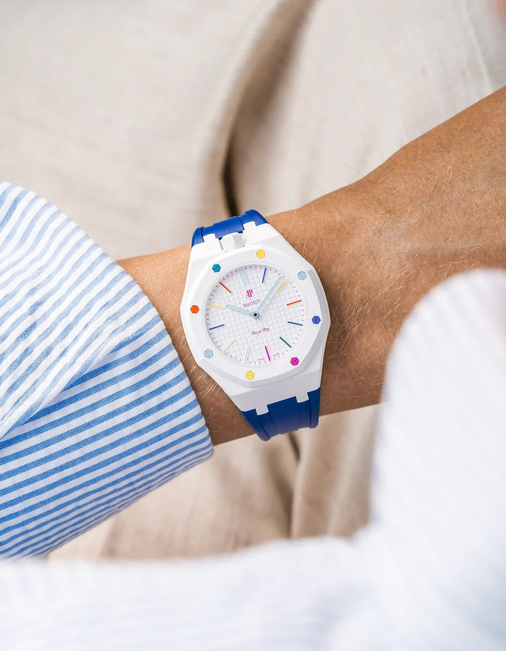 combo::white::rubber-strap-for-ap-x-swatch-royal-pop-navy-blue