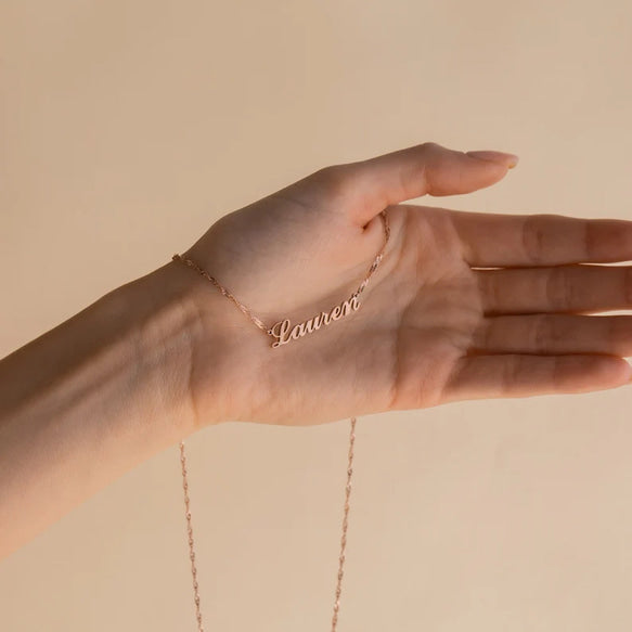 18 Karat Gold/Silber personalisierte Namenskette