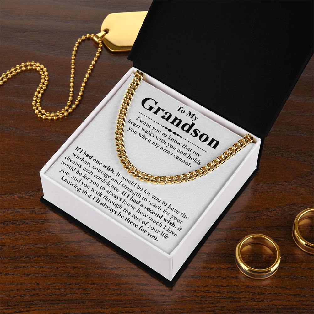 To My Grandson Message Card Necklace