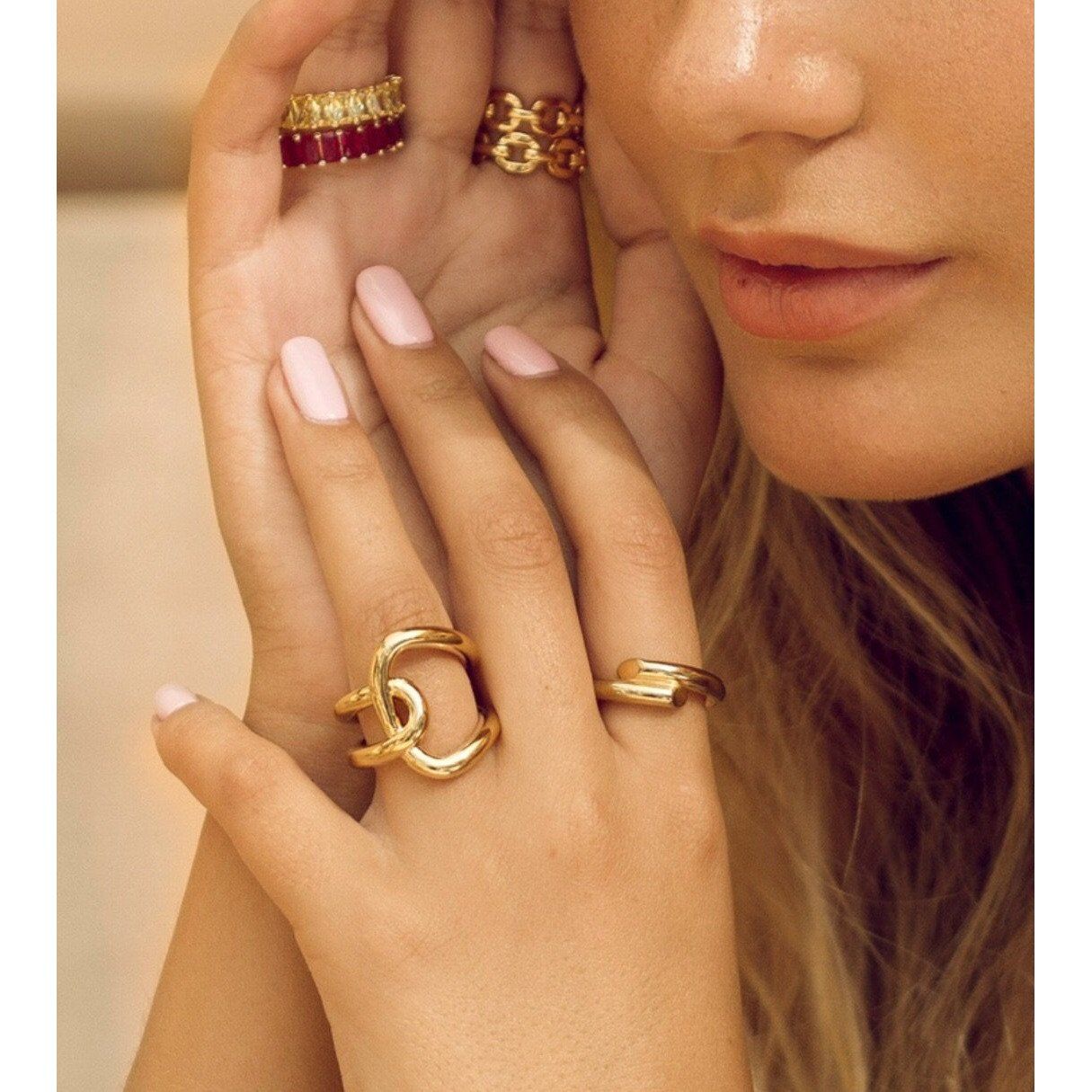 18 Karat vergoldeter Edelstahlring - BOGO