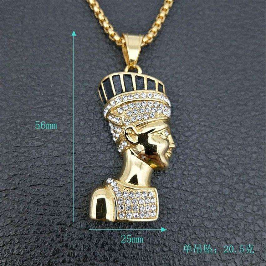 Hip Hop Fresh Jewelry hip hop jewelry Egyptian Queen Nefertiti Bling Pendant Necklace
