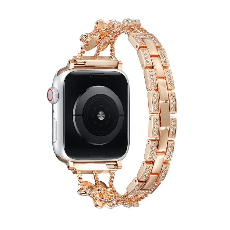 Floral Sparkle Stainless Steel Apple Watch Band