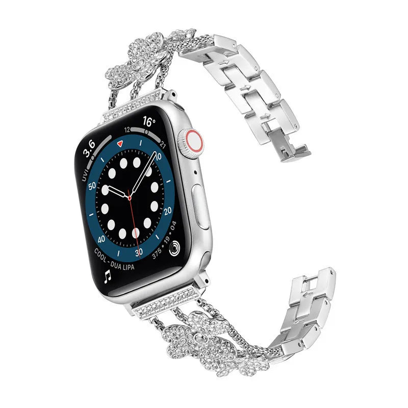 Floral Sparkle Stainless Steel Apple Watch Band
