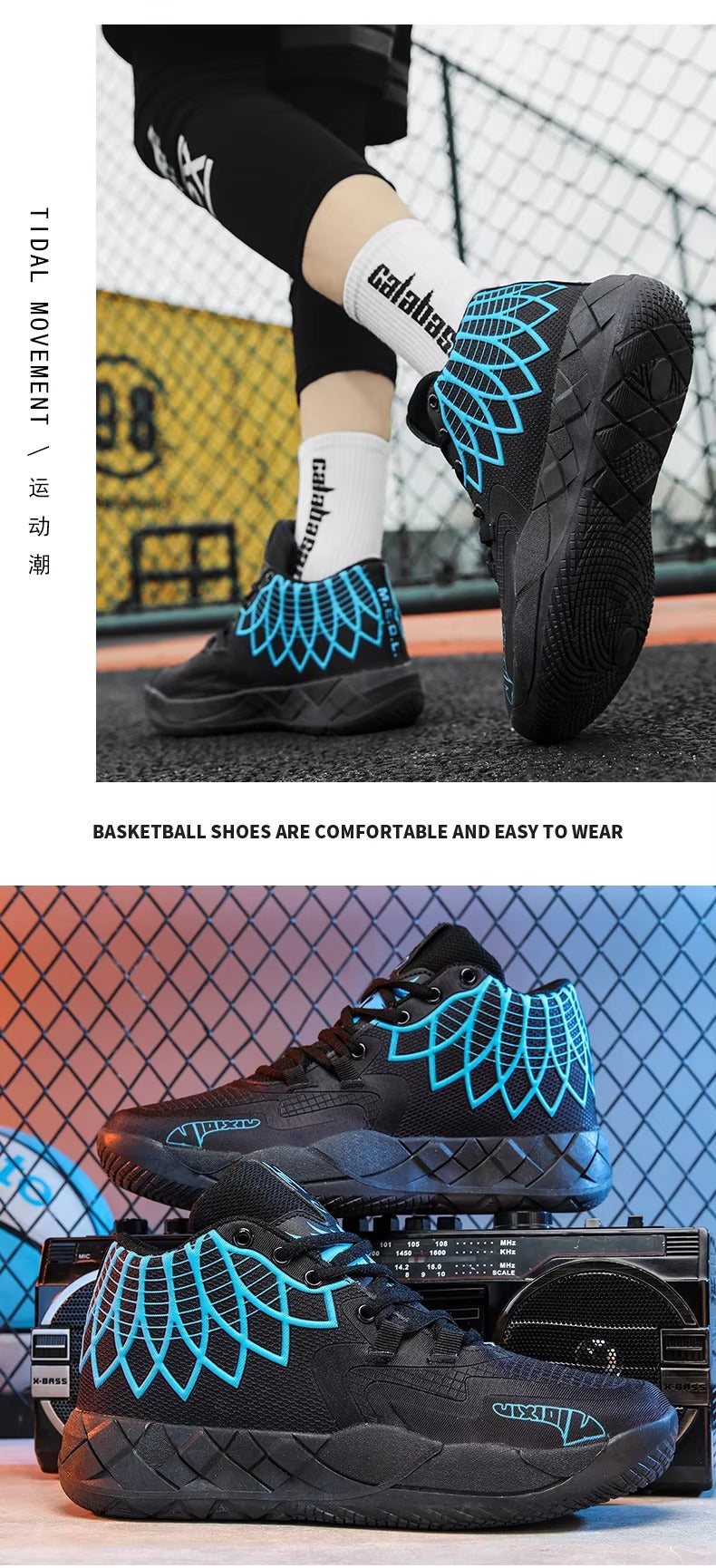 Chaussures de basket-ball haute performance pour intérieur/extérieur VVS Spark - Adhérence améliorée et soutien du coussin