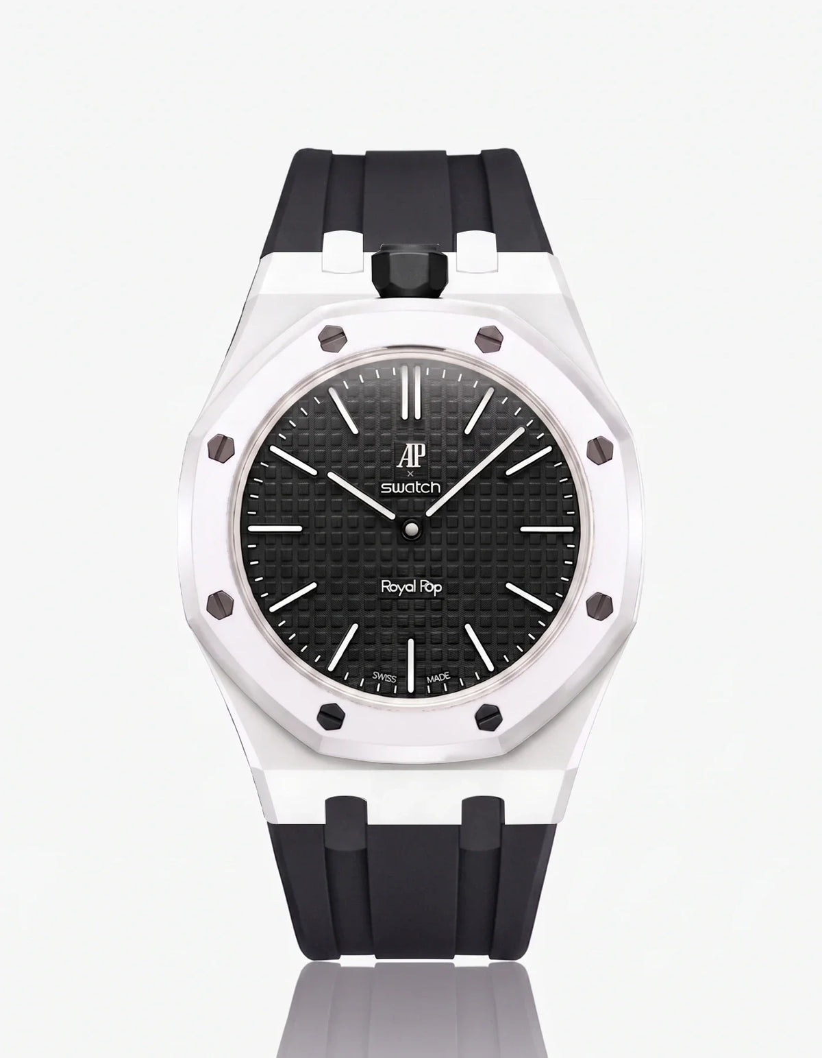 combo::white::rubber-strap-for-ap-x-swatch-royal-pop-black