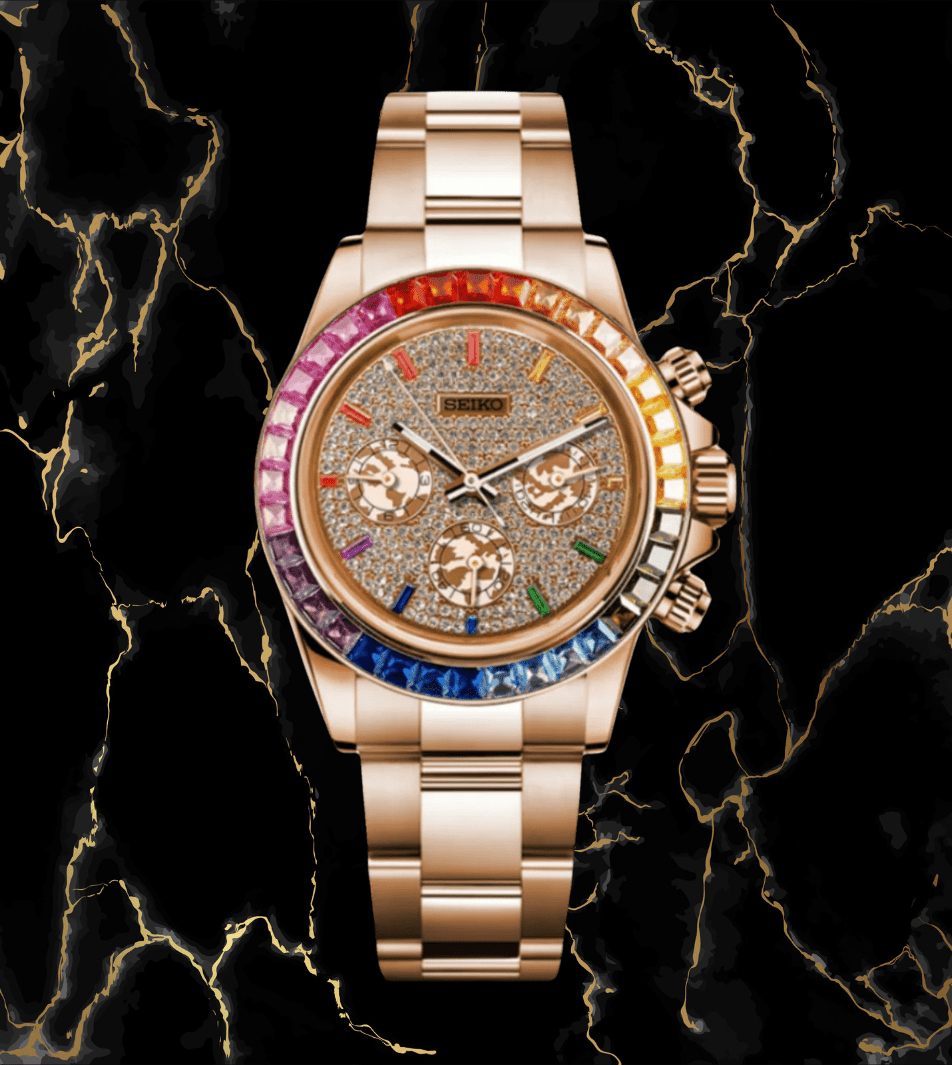 Seiko Mod Daytona Rose Gold - Ice Rainbow