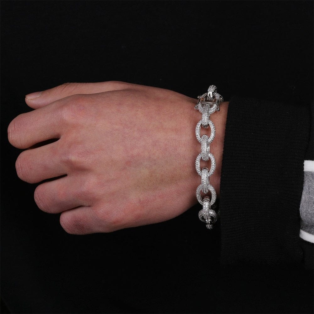 VVS Jewelry hip hop jewelry 12mm Micro Pave Iced Out Rolo Chain Bracelet