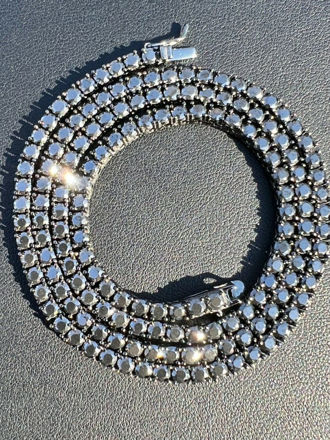 VVS Jewelry hip hop jewelry 18 Inches 3MM Black 925 Sterling Moissanite Tennis Chain