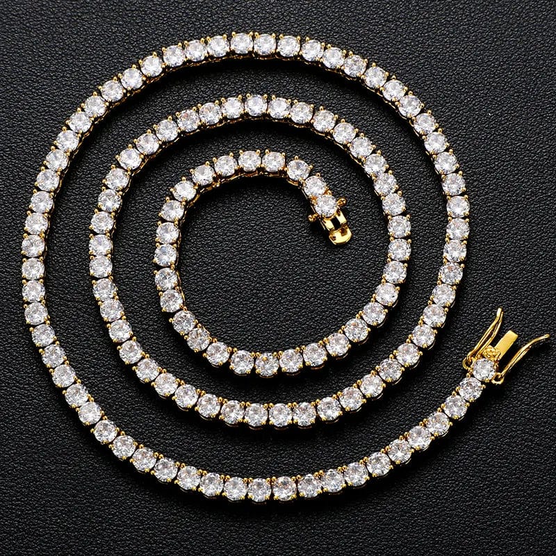 VVS Jewelry hip hop jewelry 24" / 3mm / Gold VVS Jewelry 925 Sterling Silver Moissanite Tennis Chain PASSES DIAMOND TEST US INVENTORY