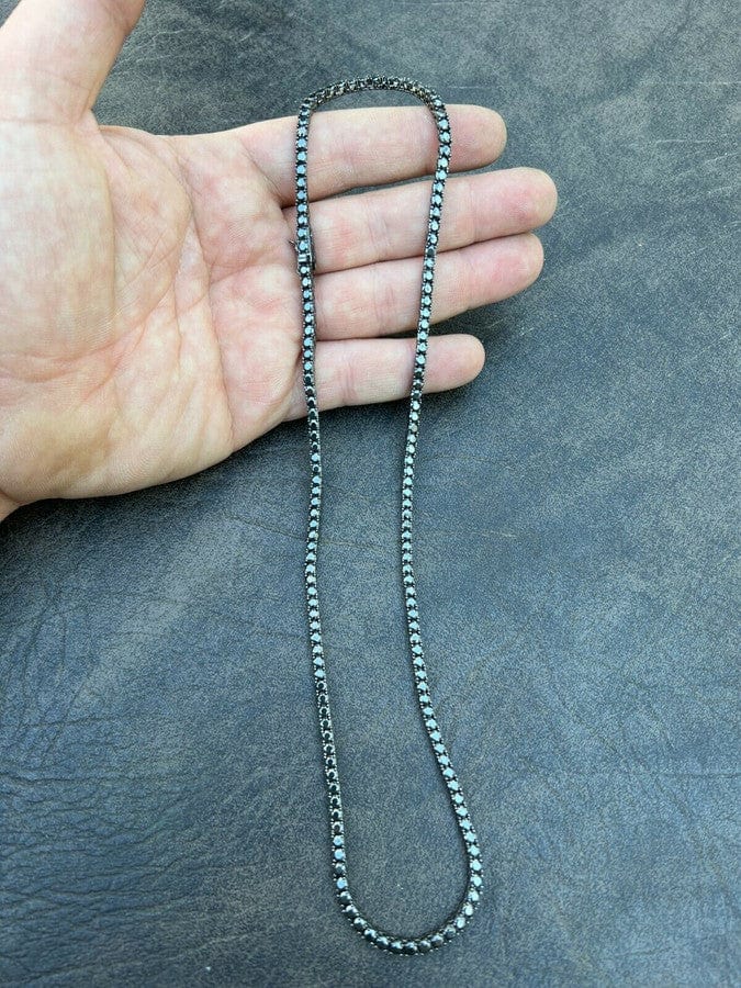 VVS Jewelry hip hop jewelry 3MM Black 925 Sterling Moissanite Tennis Chain