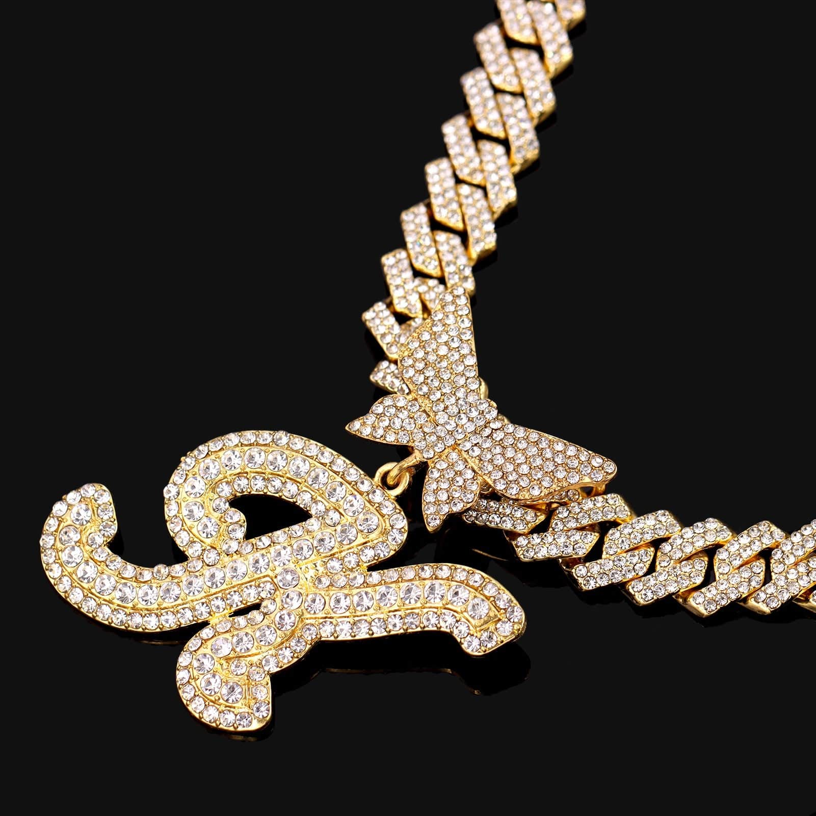 VVS Jewelry hip hop jewelry Bling Butterfly Letter Cuban Link Chain