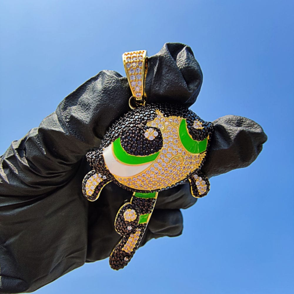 VVS Jewelry hip hop jewelry Buttercup / Gold / 18 Inch VVS Jewelry Fully Blinged Power Puff Girls Pendant Chain