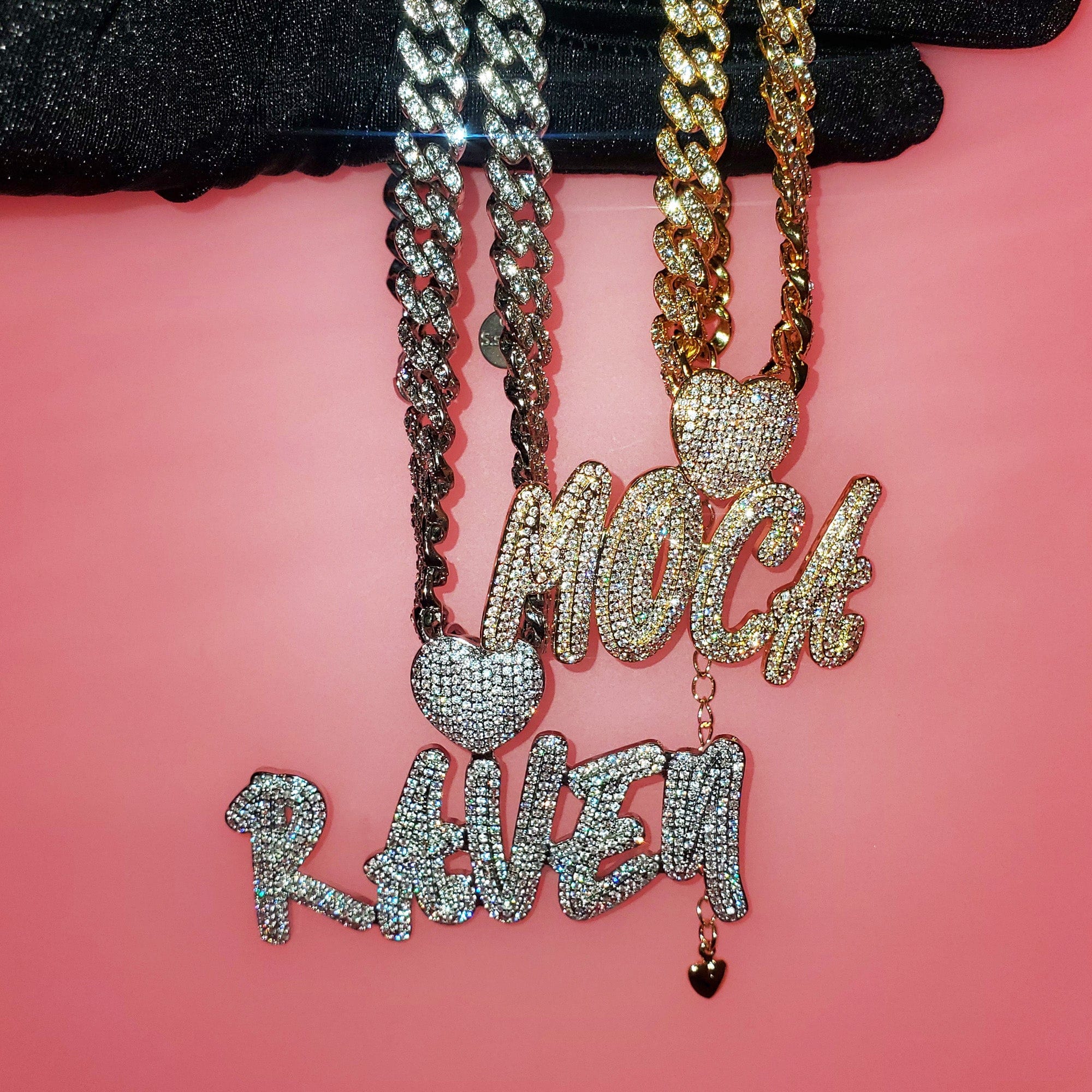 VVS Jewelry hip hop jewelry Custom Icy Cursive Name Heart Necklace