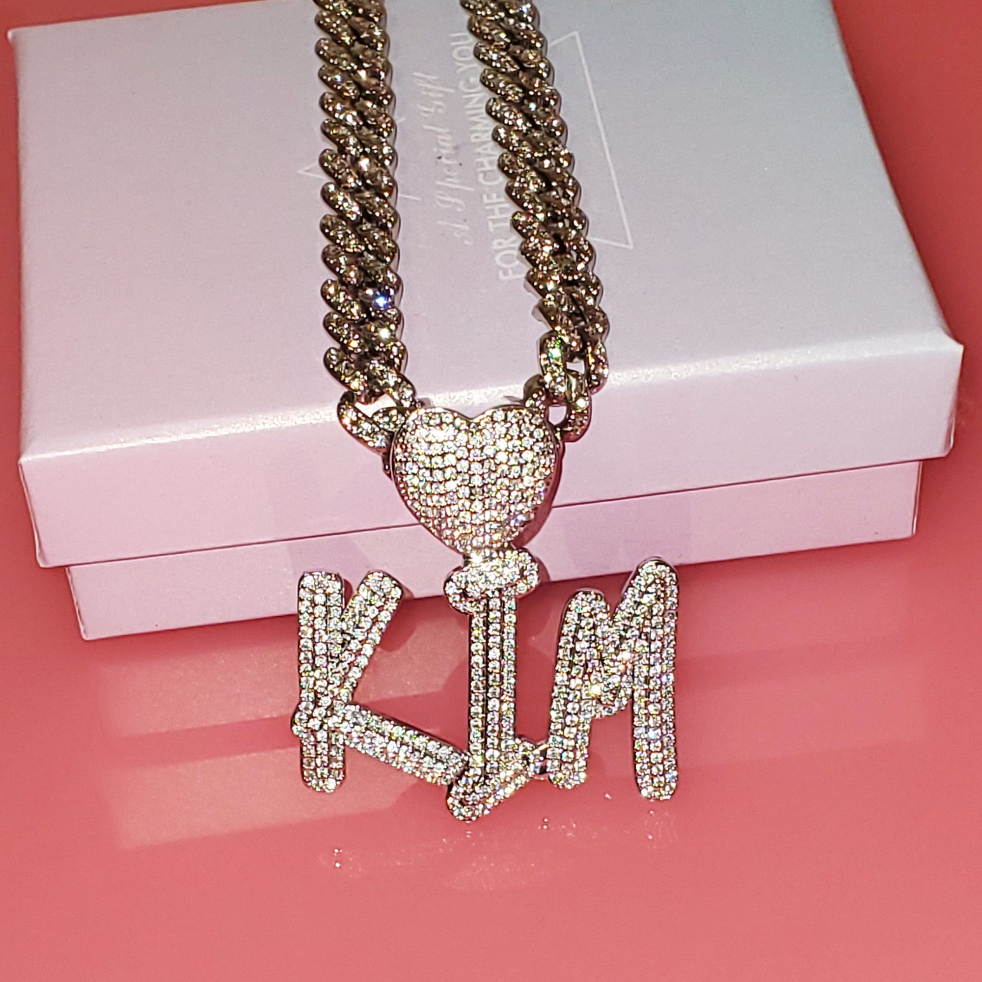 VVS Jewelry hip hop jewelry Custom Icy Cursive Name Heart Necklace