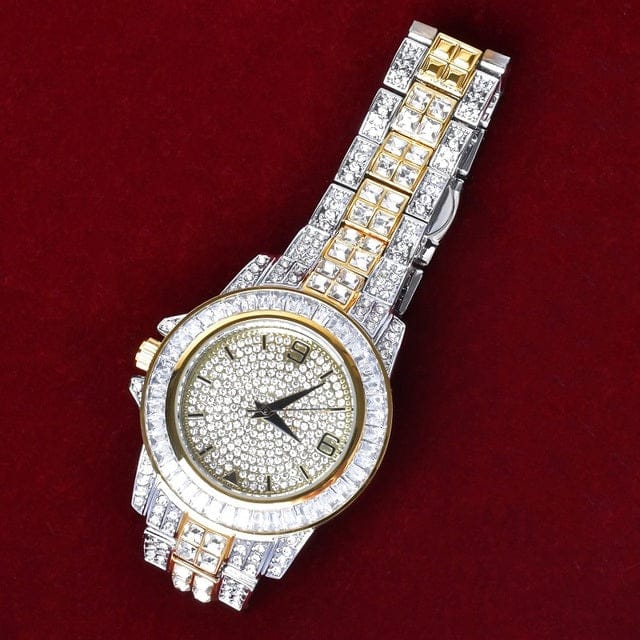 VVS Jewelry hip hop jewelry double color Iced Out Blizzard Baguette Watch