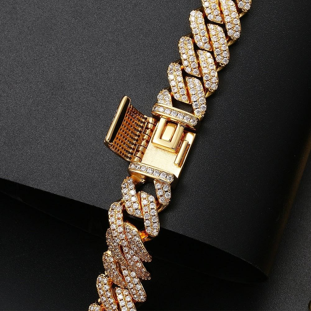 VVS Jewelry hip hop jewelry Fully Iced Miami Prong Cuban Bracelet + FREE Tenns Chain Bundle (AAA+ Quality)