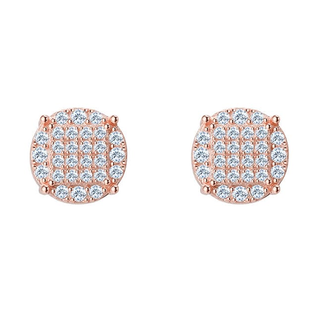 VVS Jewelry hip hop jewelry Rose color 925 Silver Moissanite Iced Stud Earrings