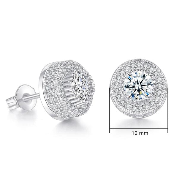 VVS Jewelry hip hop jewelry Silver VVS Jewelry Iced Button Stud Earrings