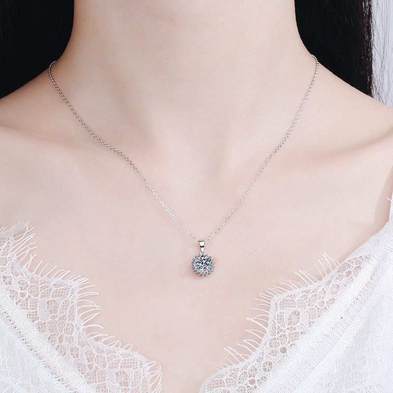 VVS Jewelry hip hop jewelry Sunflower 5CT Moissanite Sterling Silver Necklace