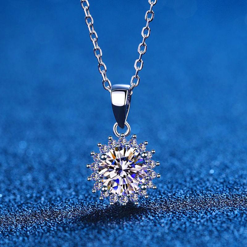 VVS Jewelry hip hop jewelry Sunflower 5CT Moissanite Sterling Silver Necklace