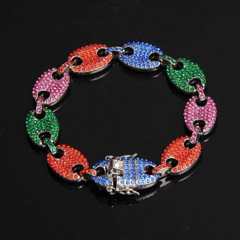 VVS Jewelry hip hop jewelry Swag Rainbow Coffee Bean Pig Nose Chain + FREE Bracelet