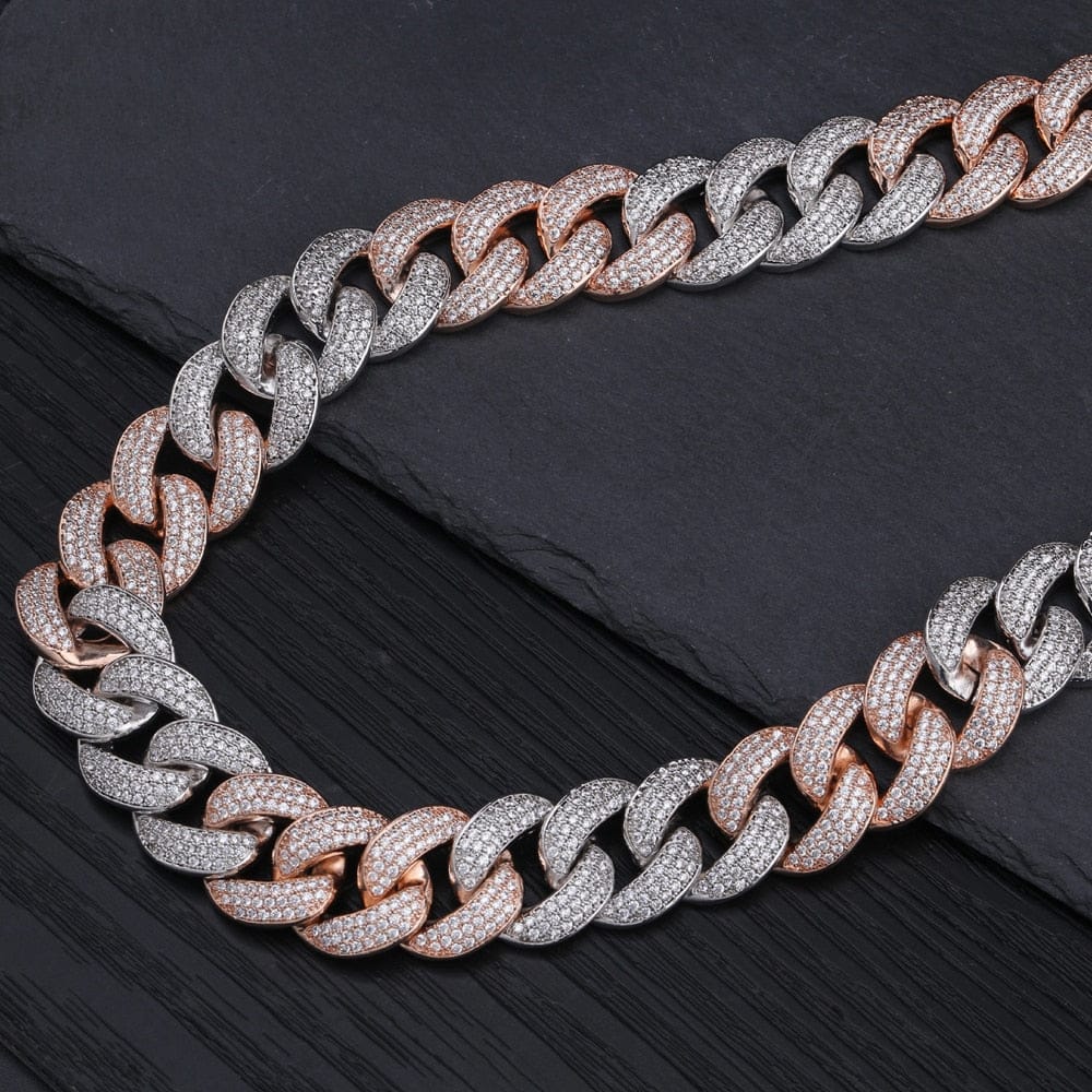 VVS Jewelry hip hop jewelry The Plug Tri-color 18mm Miami Cuban Link