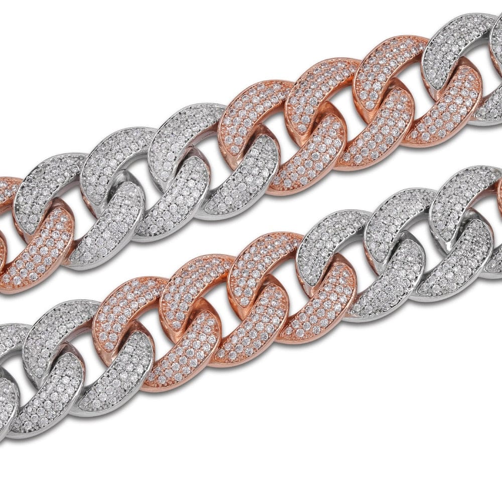 VVS Jewelry hip hop jewelry The Plug Tri-color 18mm Miami Cuban Link