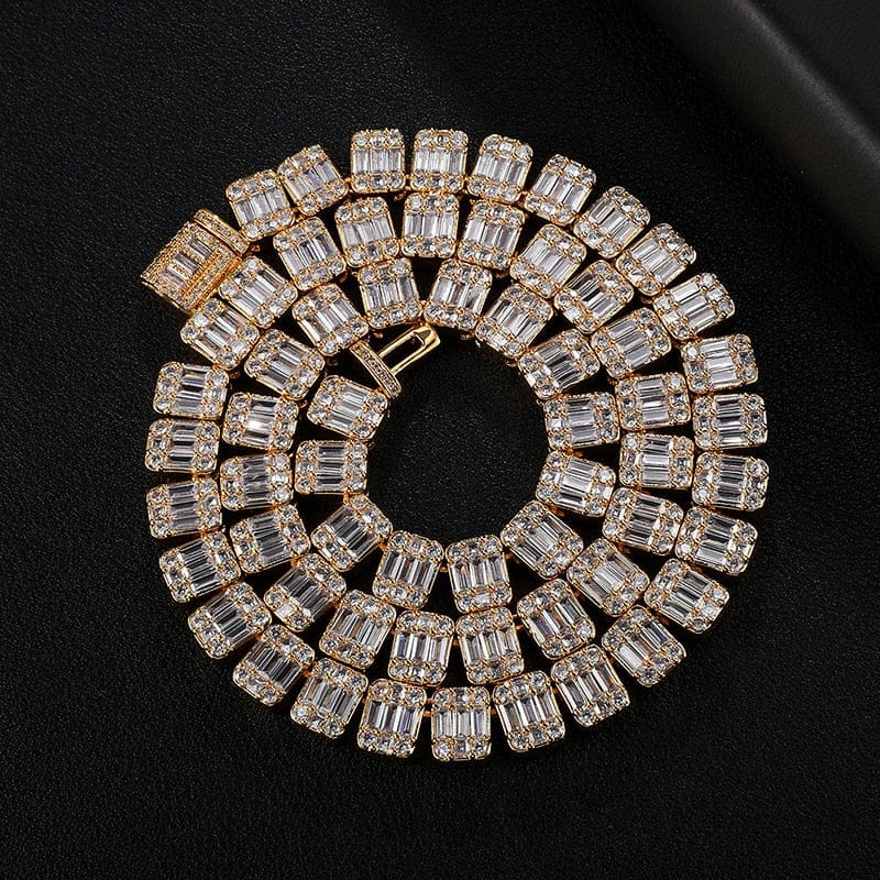 VVS Jewelry hip hop jewelry VVS Jewelry 9MM Prong Baguette White Gold Tennis Chain