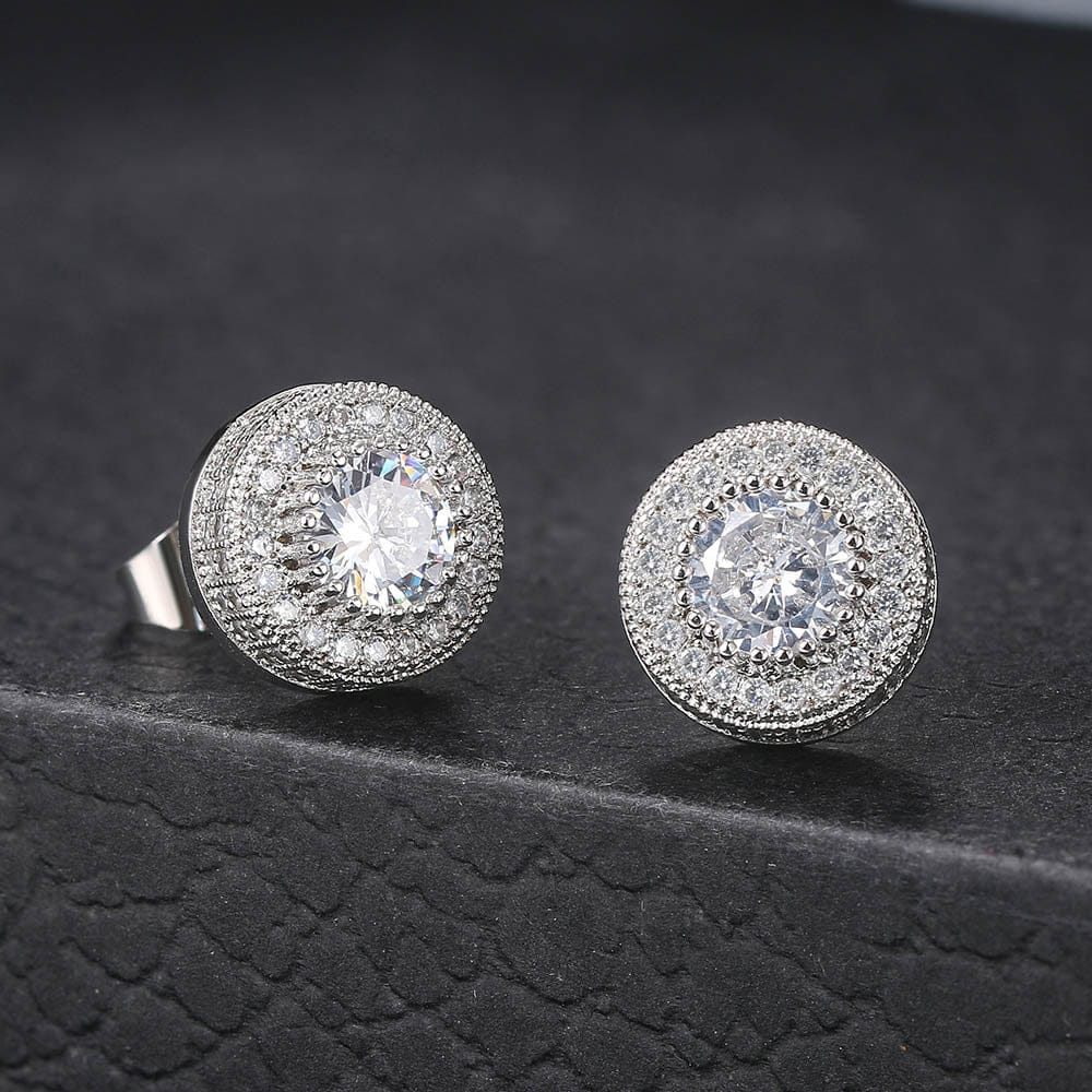 VVS Jewelry hip hop jewelry VVS Jewelry Iced Button Stud Earrings