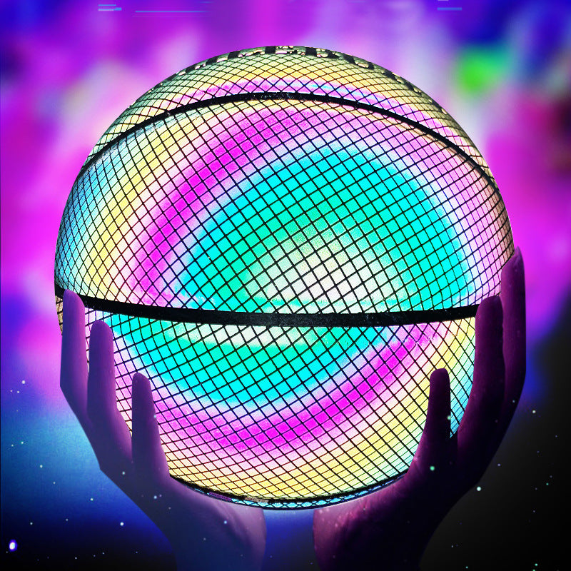 VVS Glow-in-the-Dark Holographic Basketball - Ultimate Night Play Sports Ball with Reflective Glow