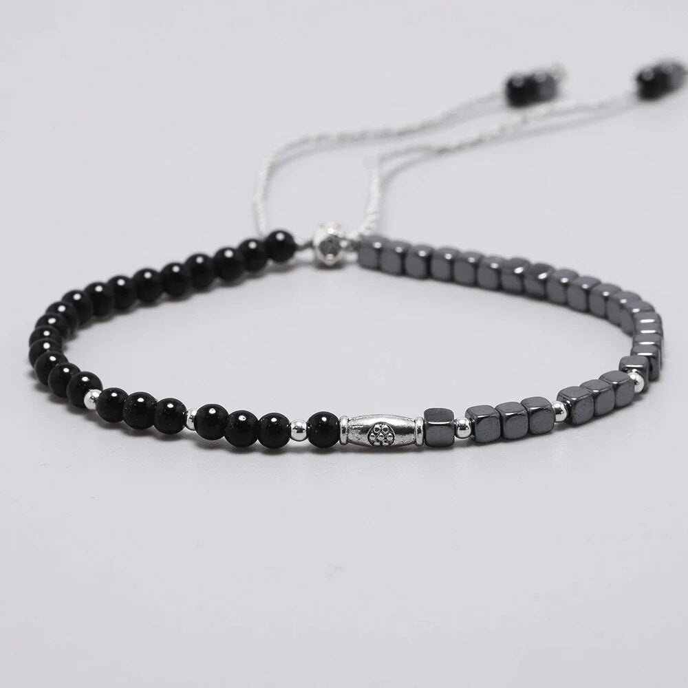 3mm Round Black Onyx & Cubic Marcasite Beads