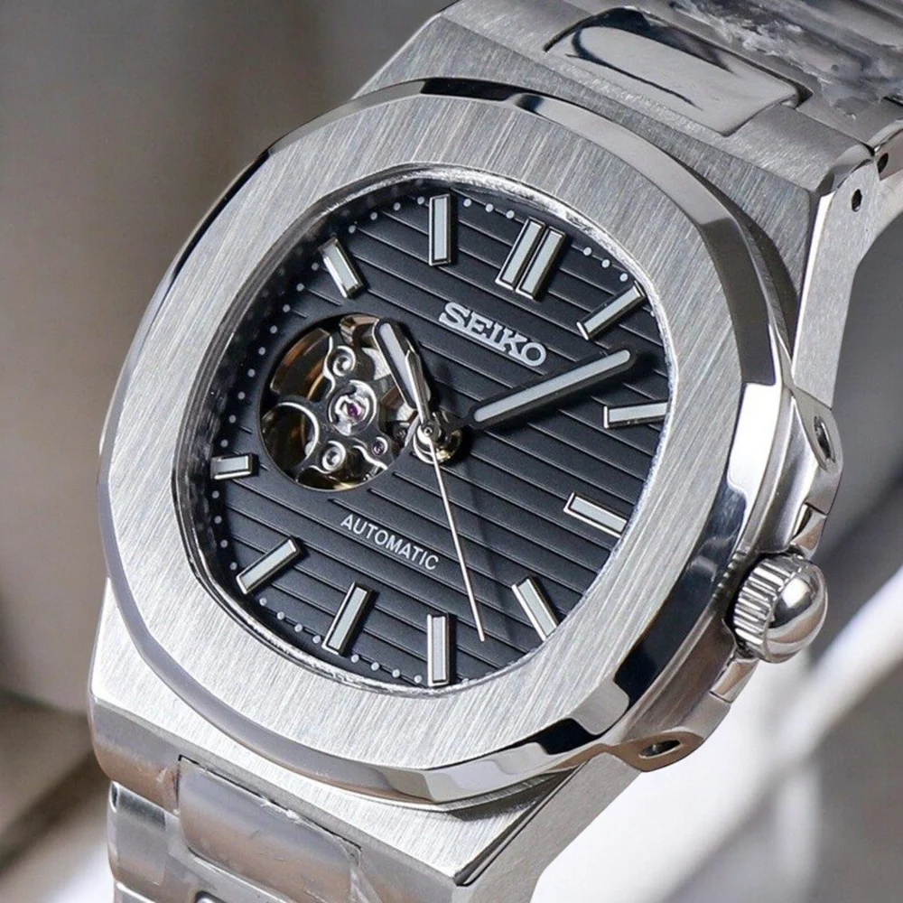 Seiko Mod Nautilus Open Heart | Black