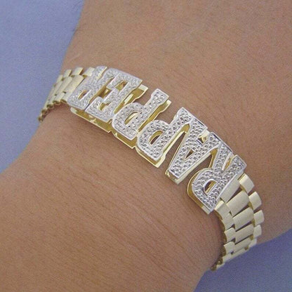 Gargantilla con placa de identificación personalizada de oro de 14 K de VVS Jewelry