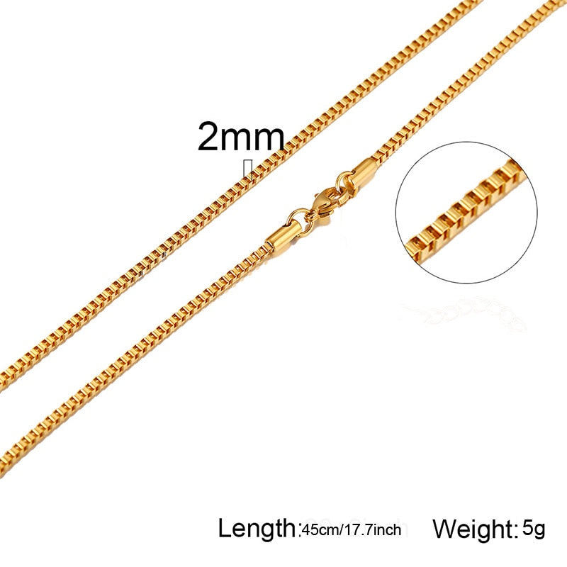 2mm Classic Men's Minimal Box Cuban Chain