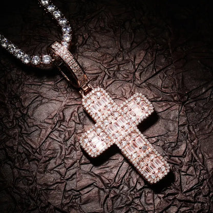 Diamond Baguette Cross Necklace