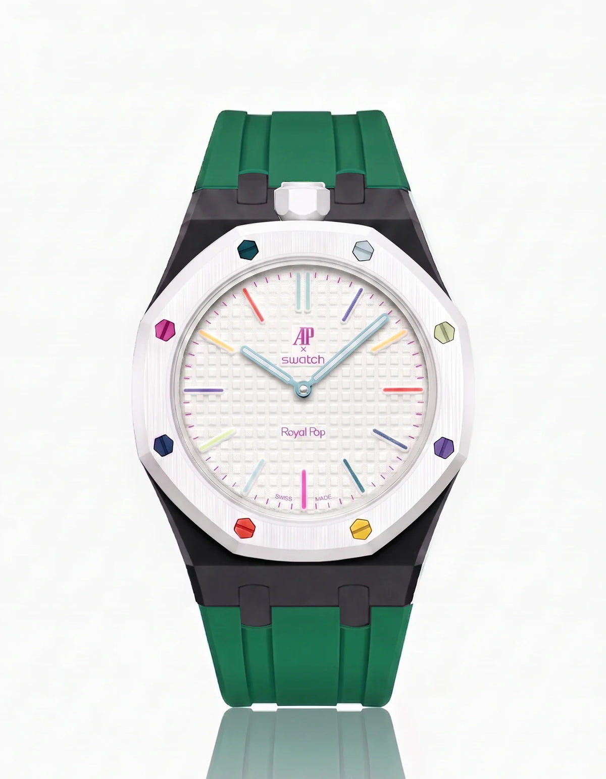 combo::black::rubber-strap-for-ap-x-swatch-royal-pop-green