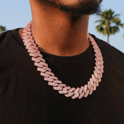 Chaîne cubaine Miami Prong en or rose 19 mm