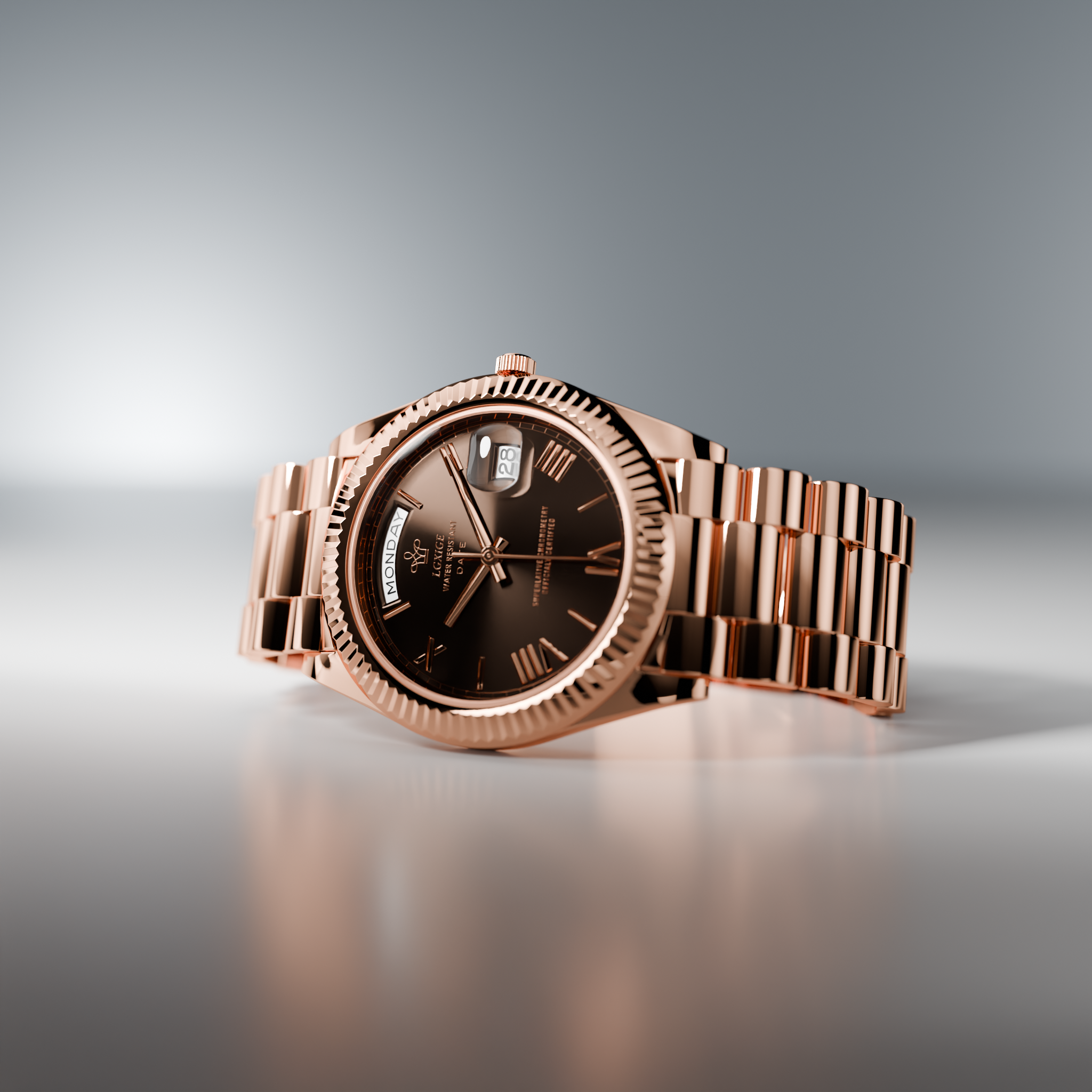 VVS Datejust Watch - Brown Rose Gold