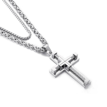 Stainless Steel Cable Cross Necklace