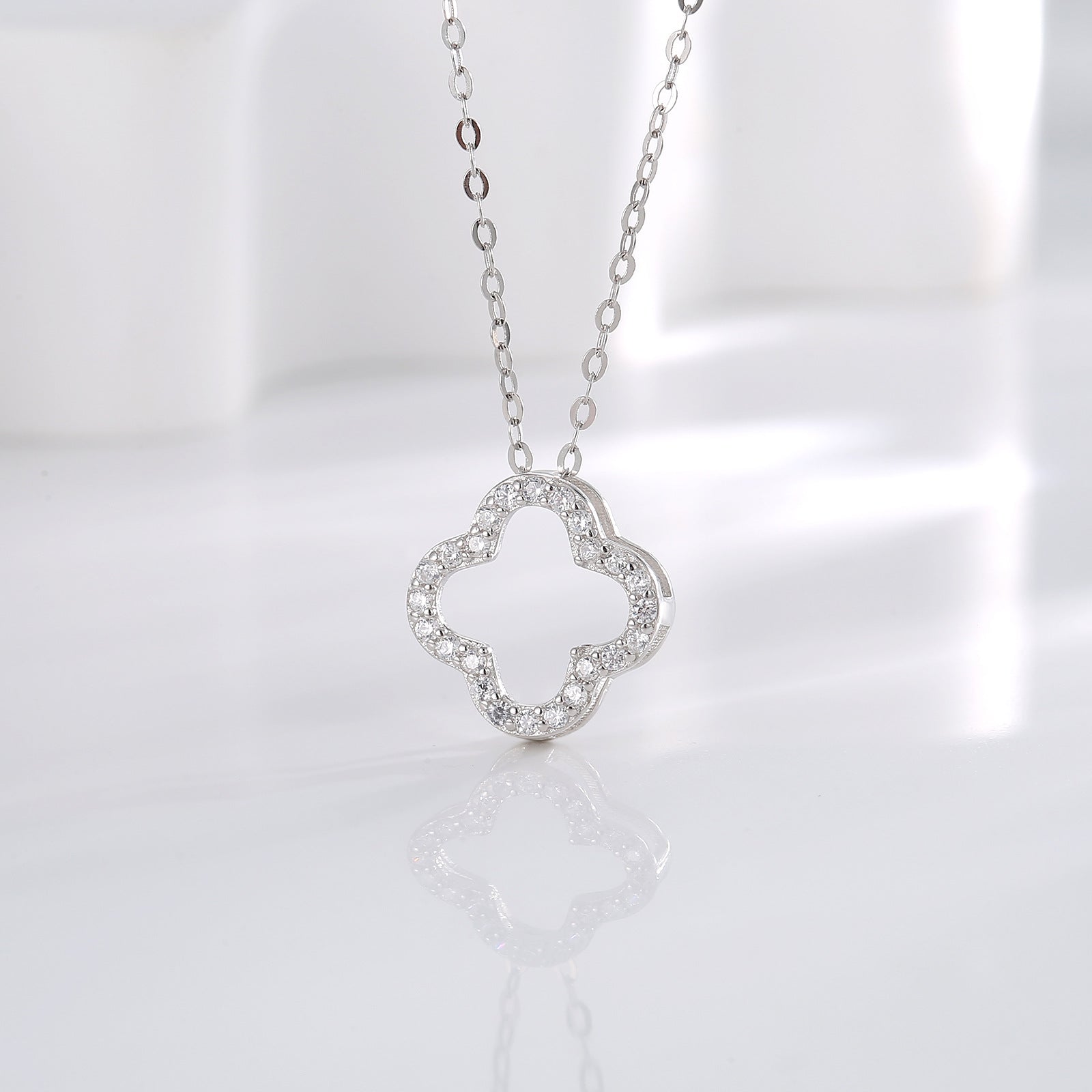 VVS 925 Sterling Silver Moissanite Hollow C Necklace