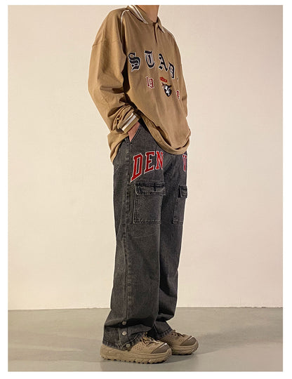 Embroidered Baggy Jeans