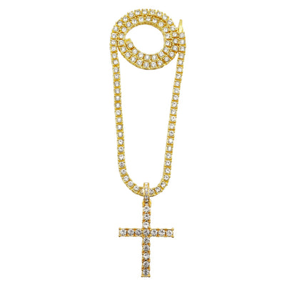 Iced Out Cross Tennis Chain