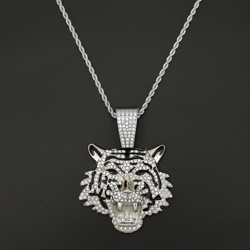 Icy Tiger Pendant Chain Necklace