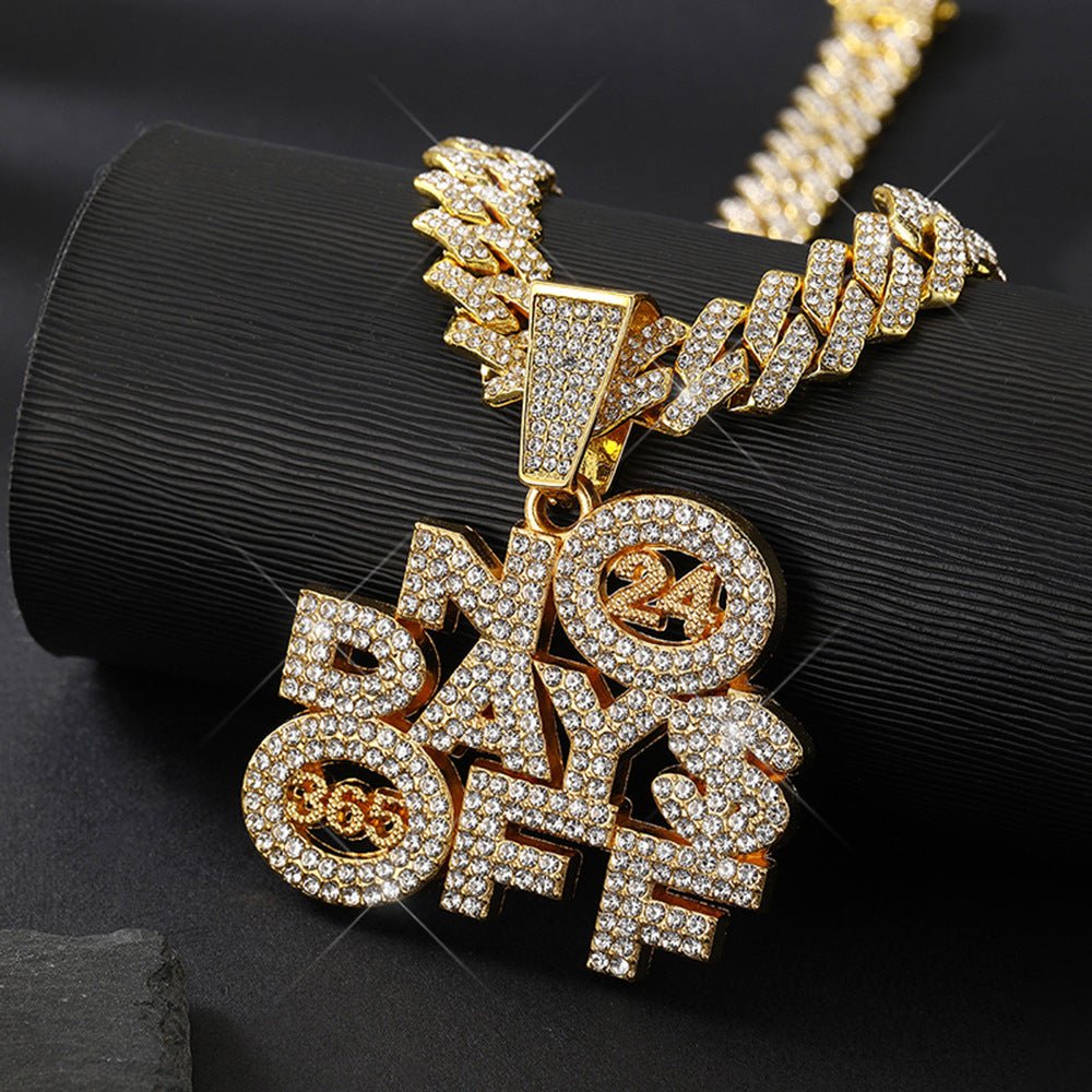 No Days Off Iced out Cuban Pendant Necklace