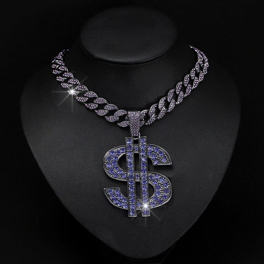 Purple Dollar Sign + Cuban Chain