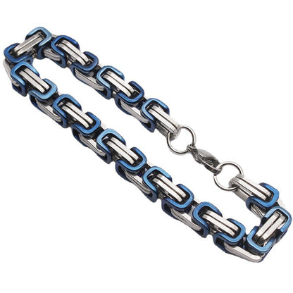 8mm Blue & Silver Byzantine Bracelet